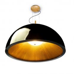 Umbrella Lámpara Colgante 3xE27 MAX 23W 100cm - Interior plisado Dorado Lacado negro