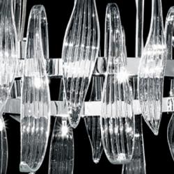 Foglia Pendant Lamp round chromed Murano white 16x20W