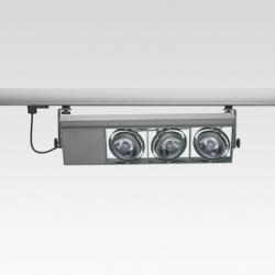 Cestello per raíl con 4 Moduli, incluido 1 grupo alimentación electrónico 3x35W C dimmable R 111 (Riflettore di alta eficiencia)