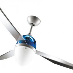 Swing Eco Fan with light ø104cm 3 blades Transparent Â– Grey/ Blue Cover