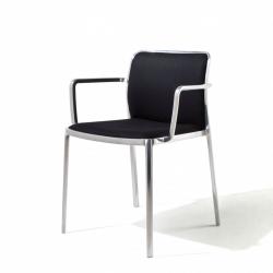 Audrey Soft chair with arms Aluminium Shiny (2 units packaging) Fabric of Lycra