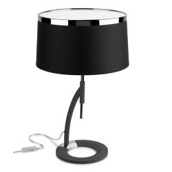 Virginia Lampe de table 1xE27 16W - Chrome Gris urbano Diffuseur Noir opale brillo