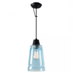 Color Lampe Suspension 1xE27 MAX 60W 16cm - Noir Mat Diffuseur Bleu