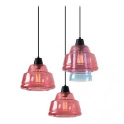 Color Lampada Lampada a sospensiones 3xE27 MAX 60W - Nero opaco Diffusore rosa e Blu