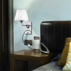 Oxford Wall Lamp 35x25x42,5cm PL E E27 16w + 1xLED 1w 3700K Chrome white lampshade