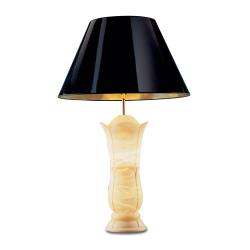Lampe de table Or Albâtre ivory avec talla Brun sans abat-jour