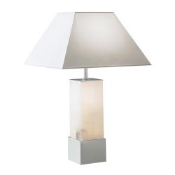 Table Lamp Evolution Pyramid NÃ­quel Satin pintado Alabaster white without lampshade