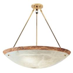 Pendant Lamp Gold Alabaster white with talla Brown