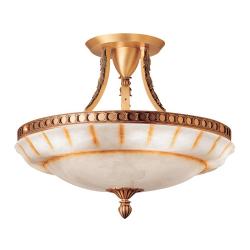 lâmpada do teto Patine rojizo Alabastro com talla rustica