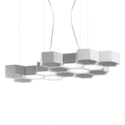 Honeycomb (Solo Struktur) Lampe Pendelleuchte 3 körper + Haken - weiß Glänzend