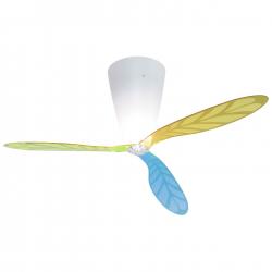 Blow Ventilateur halógeno dimmable E27 aspas serigrafiadas avec télécommande - blanc opale