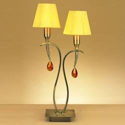 Viena Lampe de table 2xE14 40w abat-jour cuir
