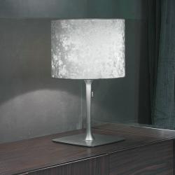 Belinda 10 Lampe de table Aluminium Satin ø25cm abat-jour Terciopelo blanc