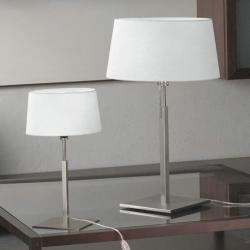 Cala 30 Table Lamp Nickel Satin ø35cm wrinkled fabric white