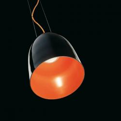 Orange S Lámpara Colgante E27 - Exterior negro Brillante, interior Naranja Brillante