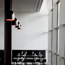 Orange S Lampe Suspension E27 - Extérieure noir mat, intérieur Argent mate