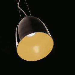 Orange S Lampe Suspension E27 - Extérieure noir mat, intérieur d´Or mate