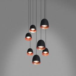 Speers S6 Lampe Suspension LED 6x9W - Noir Brillant, Cuivre Satin