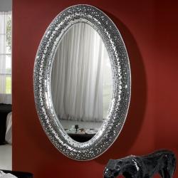 Gaudi Espejo ovalado 116x180x10cm - Espejo plata y cristal negro
