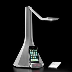 La Diva Schreibtischleuchte LED multifunción Audio + conector iPhone weiß - Aluminium weiß
