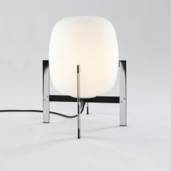Cestita Metálica Lampada da tavolo LED 6W - Struttura Acciaio inossidabile Paralume Vetro bianco opale