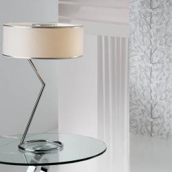 Lineal Table Lamp 3L steel Inox + lampshade Chinz white