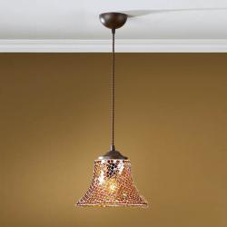 Paris Pendant Lamp 1L oxide forge + lampshade Glass mosaic orange