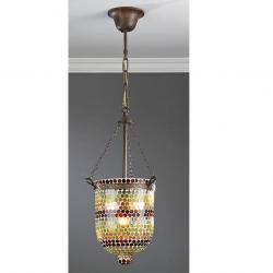 Sorrento Pendant Lamp Small 1L oxide forge + lampshade Glass Green/Brown