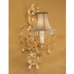 Verdi Wall Lamp Florentino 1L E14 with lampshade beige fringe Ivory Gold