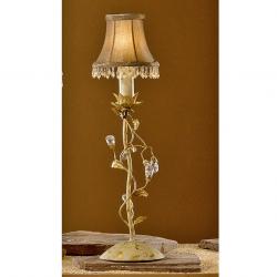 Verdi Table Lamp Florentino 1L Ivory and Gold + lampshade Beige fringe