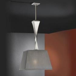 Deco Pendant Lamp metal/Wood + lampshade Silver
