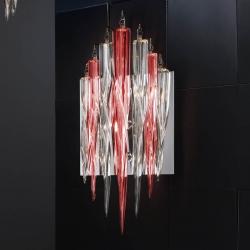 Urano Wall Lamp 3L bright chrome/Transparent glass Red