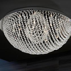 Aida ceiling lamp Round 12L steel Inox / glass beads