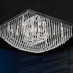 Aida ceiling lamp Square 21L steel Inox / glass beads
