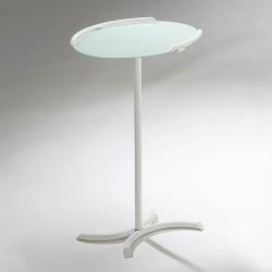 Snack pequena mesa auxiliar branco Brillo + Vidro branco