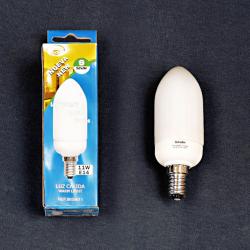 Fluorescent energy saving light bulb opal E14 Mini candle 11W 3000Kº
