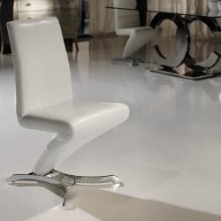 Boston silla metal Cromado/ Polipiel blanco Cocodrilo