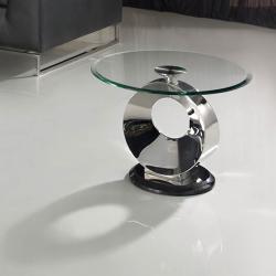 Luna tavolo d´angolo acciaio/marmo/Vetro Biselado