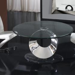 Luna mesa de jantar aço/mármore/Vidro Biselado + Vidro oval 130cm