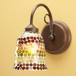 Wall Lamp 1L oxide forge + lampshade mosaic Green/Brown