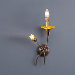 Rebeca Wall Lamp 2L left oxide forge/Glass Murano ámbar