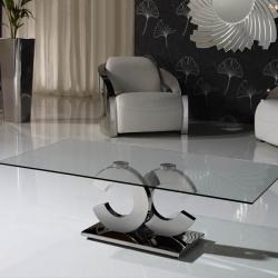 Calima table basse rectangulaire acier/Verre
