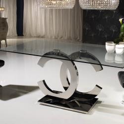 Calima mesa de comedor rectangular 200cm acero/Cristal