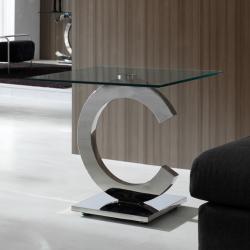 Calima mesa de rincón cuadrada 60cm acero/Cristal