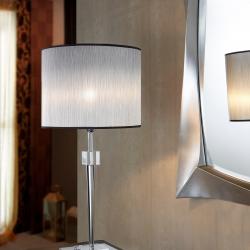 Cloe Table Lamp 1L Chrome/methacrylate + lampshade Silver Ignífuga