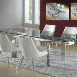 Dublin mesa de refeição extensível 160x78,5x90cm Aço e vidro