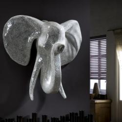 Cabeza de Elefante Figura decorativa Plata