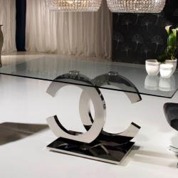 Calima mesa de salón rectangular 180cm acero/Cristal