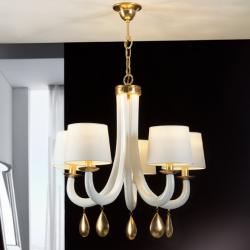 Gracia Lampe Pendelleuchte 70x70cm 5xLED 20W - Goldwaschpfanne/weiß