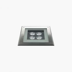 Compact Recessed suelo Square 200mm 4 Accent LED 3200k 6w 230v 7ú Stainless Steel